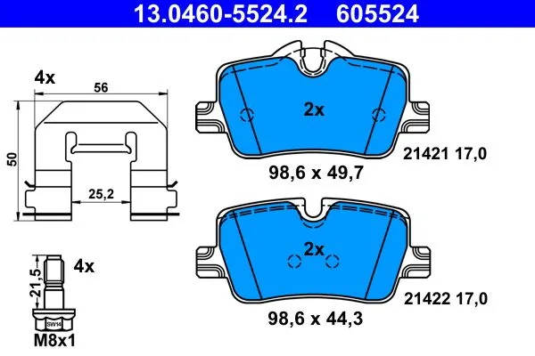 ATE — სამუხრუჭე ხუნდი უკ. — MPN PN0965 — BMW 2 Series Coupe G42, G87 (2021–დღემდე)