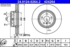 ATE — სამუხრუჭე დისკი წნ 330MM — MPN RN2262V — BMW 3 Series G20, G80, G28 (2020–დღემდე) — ფოტოს ჩვენება 2