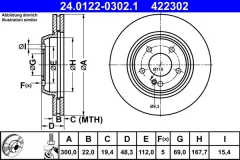 ATE — სამუხრუჭე დისკი უკ 300MM — MPN RN2238V — Mercedes-Benz C-Class W205 (2013–2023) — ფოტოს ჩვენება 2