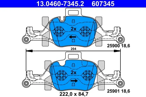 ATE — სამუხრუჭე ხუნდი წნ — MPN PN0755 — BMW 2 Series Coupe G42, G87 (2022–დღემდე)
