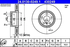 ATE — Front Left Brake Disc 348 mm — MPN 34116871799 — BMW X4 F26 (2015–2018) — Show image 2
