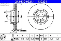 ATE — სამუხრუჭე დისკი წნ 320MM — MPN RN1736V — Audi A4 Allroad B8 8KH (2009–2016) — ფოტოს ჩვენება 2