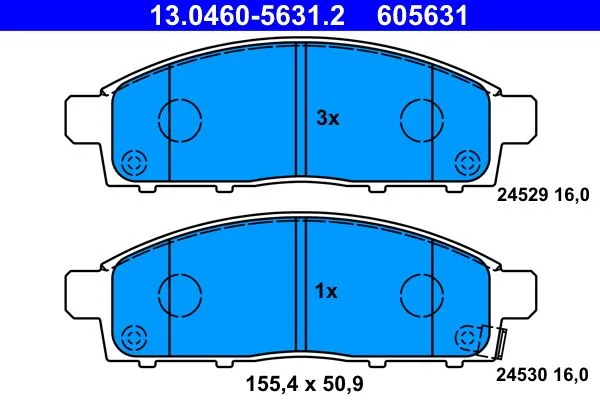 ATE — სამუხრუჭე ხუნდი წნ. — MPN PN3809 — Fiat FULLBACK Pickup 502_, 503_ (2016–დღემდე)