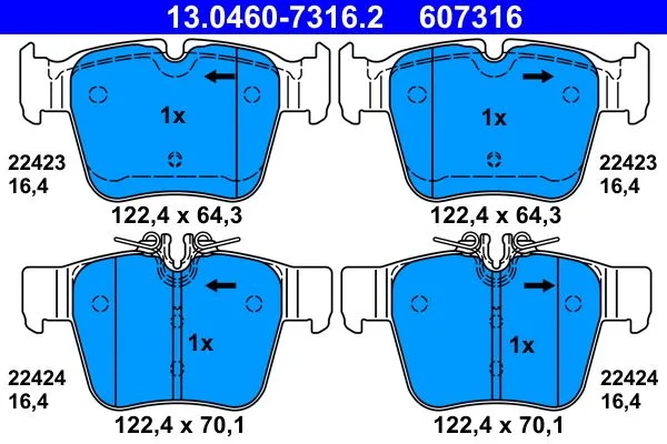 ATE — სამუხრუჭე ხუნდი უკ — MPN PN0746 — Mercedes-Benz C-Class W205 (2016–2021)