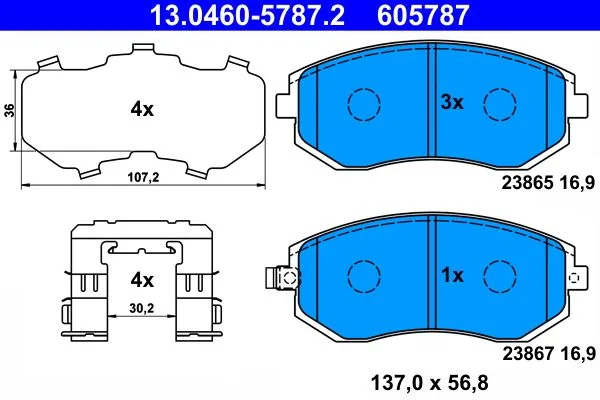ATE — სამუხრუჭე ხუნდი წნ — MPN PN7460 — Subaru BRZ ZC6 (2012–დღემდე)