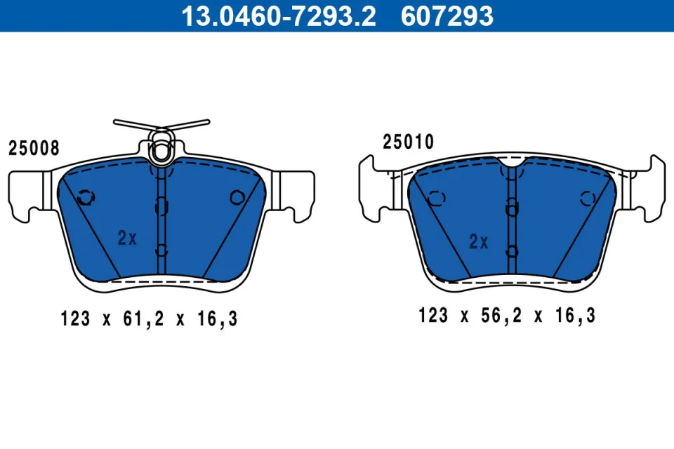 ATE — სამუხრუჭე ხუნდი უკ. — MPN 13.0460-7293.2 — Audi A3 8V1, 8VK (2012–2020)