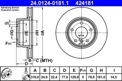 ATE — სამუხრუჭე დისკი წნ 310MM — MPN RN1397V — BMW 5 Series E60 (2003–2010) — ფოტოს ჩვენება 2
