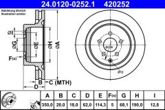 ATE — Rear Brake Disc 350 mm — MPN RN1429V — Infiniti FX FX (2008–დღემდე) — Show image 2