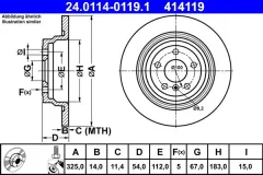 ATE — Rear Brake Disc 325 mm — MPN RN1699 — Mercedes-Benz GLE W166 (2015–2018) — Show image 2