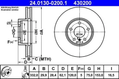 ATE — სამუხრუჭე დისკი წნ 332MM — MPN RN1718V — BMW X5 E70 (2006–2013) — ფოტოს ჩვენება 2