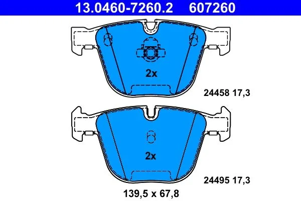 ATE — სამუხრუჭე ხუნდი უკ. — MPN 13.0460-7260.2 — BMW X5 F15, F85 (2014–2018)