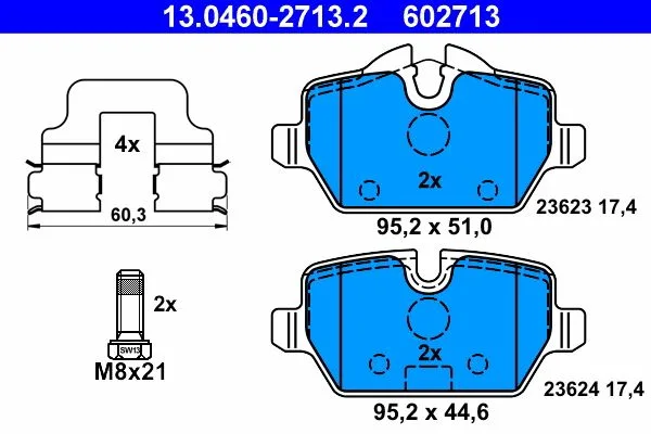 ATE — სამუხრუჭე ხუნდი უკ. — MPN PN0549W — BMW 1 Series E87 (2004–2011)