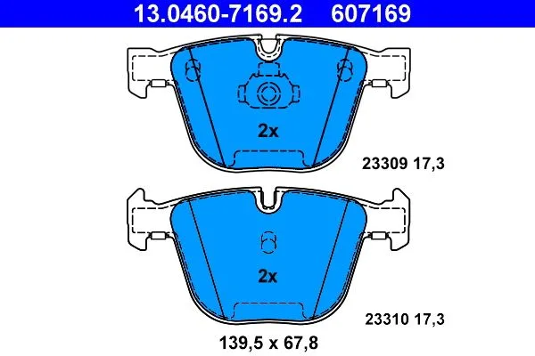 ATE — სამუხრუჭე ხუნდი უკ — MPN 13.0460-7169.2 — BMW 1 Series Coupe E82 (2011–2012)