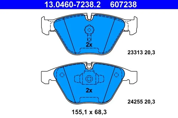 ATE — სამუხრუჭე ხუნდი წნ — MPN PN0512 — BMW 3 Series E90 (2004–2011)