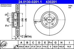 ATE — Front Left Brake Disc 334 mm — MPN DF4855S — Lexus GS _L1_ (2015–დღემდე) — Show image 2