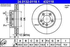 ATE — სამუხრუჭე დისკი წნ/მჯ 330MM — MPN RN1235VR — Porsche CAYENNE 9PA (2002–2010) — ფოტოს ჩვენება 2