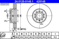 ATE — სამუხრუჭე დისკი წნ. 288MM — MPN RN1374V — Audi A3 8P1 (2003–2012) — ფოტოს ჩვენება 2