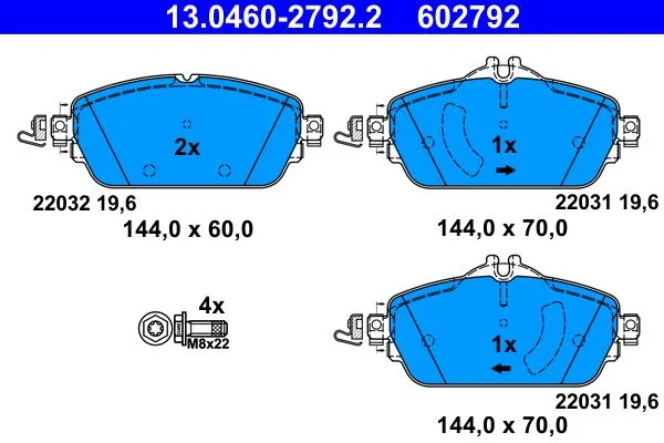 ATE — სამუხრუჭე ხუნდი წნ — MPN PN0576W — Mercedes-Benz C-Class W205 (2013–2021)