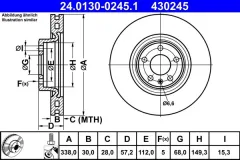 ATE — სამუხრუჭე დისკი წნ 338mm — MPN RN2118V — Audi A4 Allroad B9 8WH, 8WJ (2016–2019) — ფოტოს ჩვენება 2
