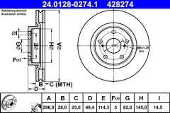ATE — სამუხრუჭე დისკი წნ 296MM — MPN RN1241V — Toyota AURION _V5_ (2011–2018) — ფოტოს ჩვენება 2