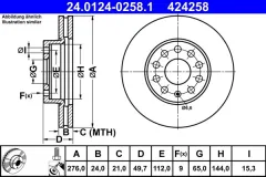 ATE — სამუხრუჭე დისკი წნ 276MM — MPN RN1661V — Audi A3 8V1, 8VK (2012–2016) — ფოტოს ჩვენება 2