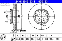 ATE — სამუხრუჭე დისკი წნ 320MM — MPN RN33001V — Audi A4 Allroad B8 8KH (2009–2016) — ფოტოს ჩვენება 2