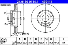 ATE — სამუხრუჭე დისკი წნ 308MM — MPN RN1316V — Volkswagen CALIFORNIA T5 Camper 7EC, 7EF, 7EG, 7HF, 7HC (2007–2015) — ფოტოს ჩვენება 2