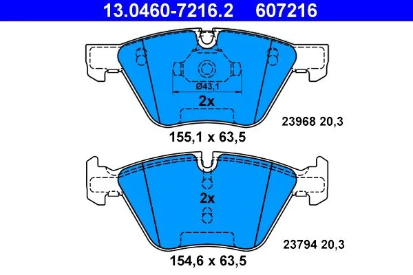 ATE — სამუხრუჭე ხუნდი წნ — MPN PN0513 — BMW 3 Series E90 (2004–2011)