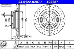 ATE — Rear Perforated Brake Disc 330 mm — MPN RN2471D — Mercedes-Benz M-Class W166 (2011–2015) — Show image 2