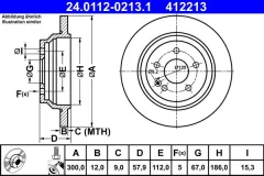 ATE — Rear Brake Disc 300 mm — MPN RN2240 — Mercedes-Benz EQV W447 (2021–დღემდე) — Show image 2