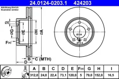 ATE — სამუხრუჭე დისკი წნ 312mm — MPN RN1398V — BMW 1 Series F21 (2011–2019) — ფოტოს ჩვენება 2