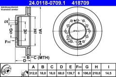 ATE — სამუხრუჭე დისკი უკ. 312MM — MPN 24.0118-0709.1 — Toyota 4Runner IV _N21_ (2002–2009) — ფოტოს ჩვენება 2