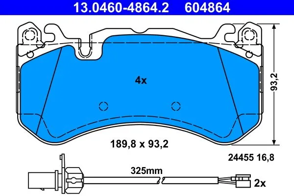 ATE — სამუხრუჭე ხუნდი წინა (+სენსორი) — MPN PN31012 — Audi A6 C6 4F2 (2008–2010)