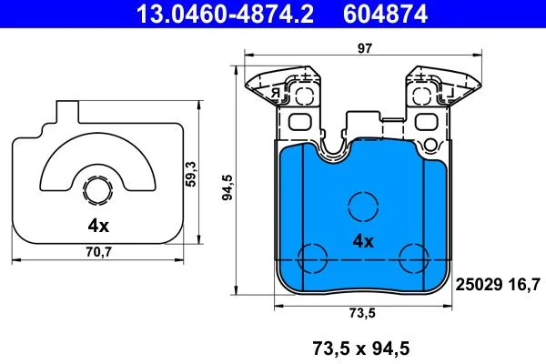 ATE — სამუხრუჭე ხუნდი უკ. — MPN PN32004 — BMW 1 Series F21 (2011–2019)