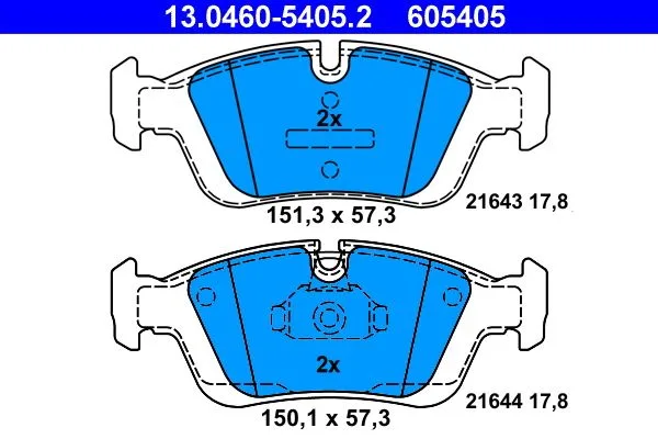 ATE — სამუხრუჭე ხუნდი წნ — MPN PN0010 — BMW 3 Series E46 (1998–2005)