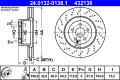 ATE — სამუხრუჭე დისკი წნ დახვრ. 350MM — MPN RN1782DSET — Mercedes-Benz E-Class W211 (2006–2008) — ფოტოს ჩვენება 2