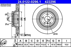 ATE — Rear Brake Disc 345 mm — MPN RN1709V — Mercedes-Benz GL-Class X166 (2012–2015) — Show image 2