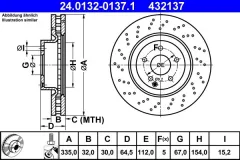 ATE — სამუხრუჭე დისკი წნ — MPN 09.A732.11 — Mercedes-Benz S-Class W221, V221 (2005–2013) — ფოტოს ჩვენება 2