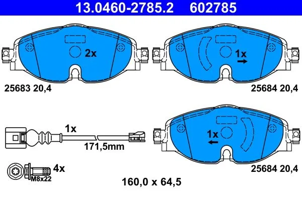 ATE — სამუხრუჭე ხუნდი წნ — MPN PN33005W — Audi A3 8V1, 8VK (2012–2020)